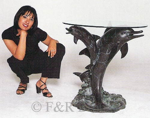 Three Dolphins Table With Glass by Castano