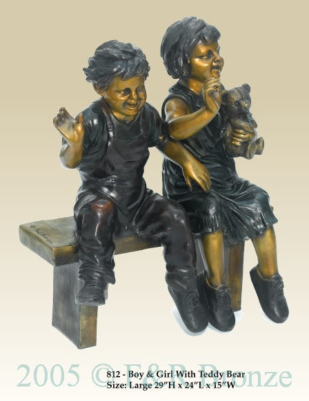 Boy And Girl With Teddy Bear By Paul Anderson