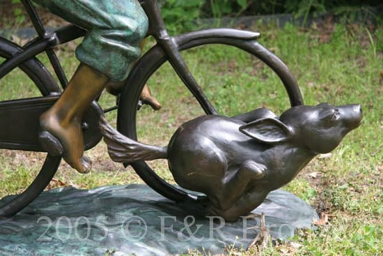 Jumbo Bicycle Boy Bronze Statue