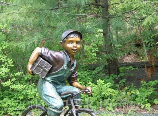 Jumbo Bicycle Boy Bronze Statue