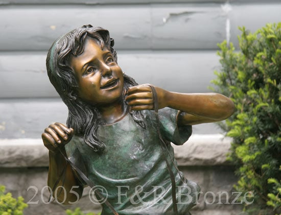 Jumbo Girl With Two Dogs Bronze Statue