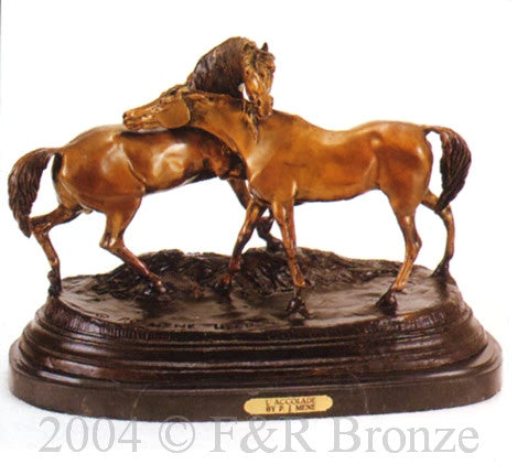 L’Accolade Bronze Sculpture by Pierre-Jules Mêne