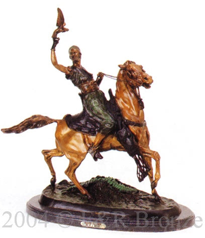 Mounted Falconer Bronze Sculpture by Pierre-Jules Mêne