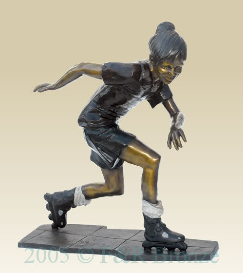 Jumbo Girl Roller-Skating Bronze Statue