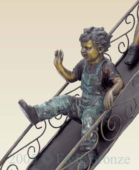 Monumental Children’S On Slide Bronze Statue