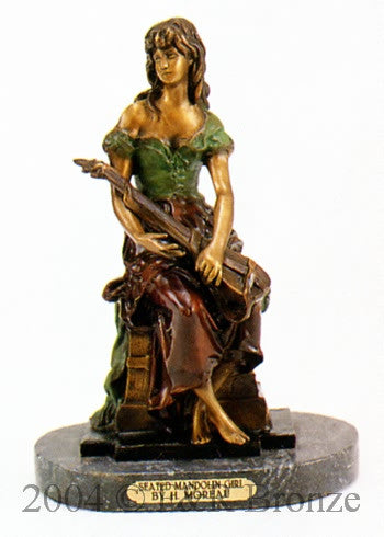 Seated Mandolin Girl by Hippolyte Moreau