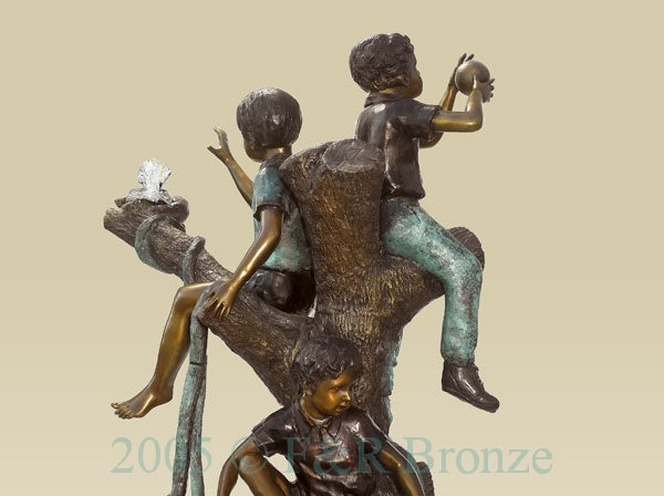 Heroic Five Boys On Tree Bronze Statue
