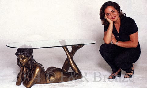 Reclining Nude Table With Glass by Falconet