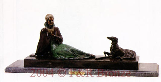 Seated Woman With Dog by Chiparus