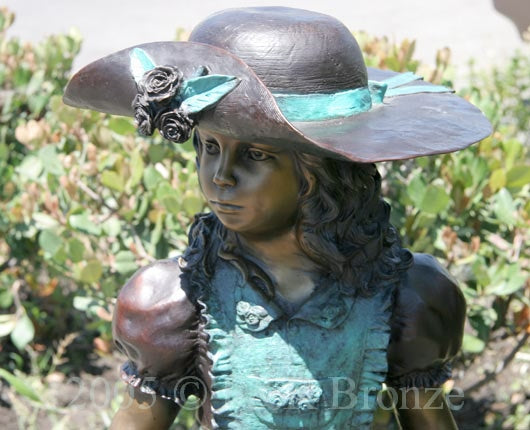 Jumbo Girl With Wheelbarrow Bronze Statue