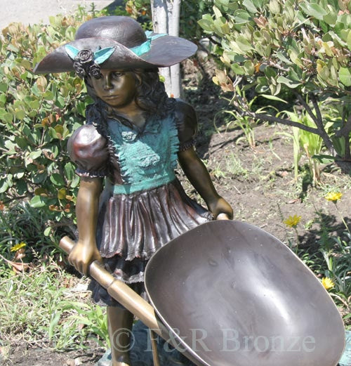Jumbo Girl With Wheelbarrow Bronze Statue