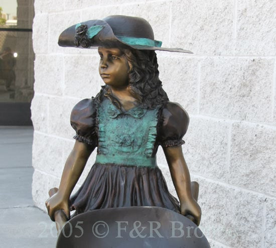 Jumbo Girl With Wheelbarrow Bronze Statue