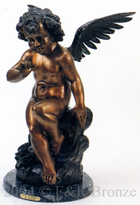 Angel With Wings bronze statue by Houdon