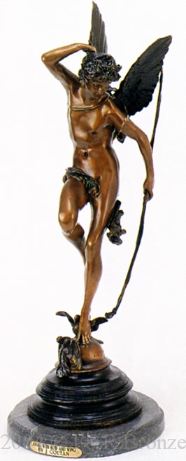 Angel with Bow and Wings bronze statue by Coutan