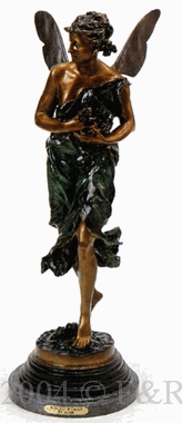 Winged Woman bronze sculpture by Aube