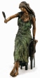 Seated Mirror Girl bronze statue by Luca