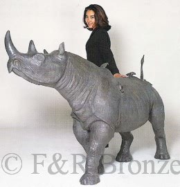 Monumental Rhinoceros bronze by Barre