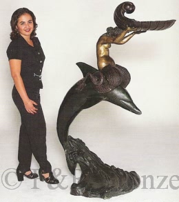 Mermaid On Dolphin bronze fountain