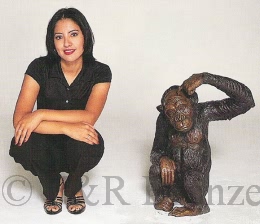 Monkey bronze sculpture by Fratin