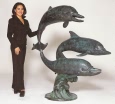 Three Dolphins bronze sculpture fountain
