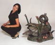 Bronze Swan table with glass