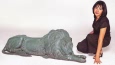 Right Lay Down Lion bronze sculpture