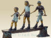Three Standing Kids on the Log bronze reproduction