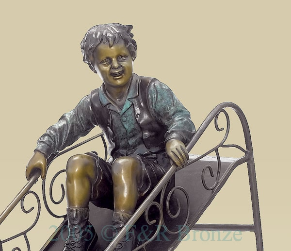 Children on Slide bronze statue-6