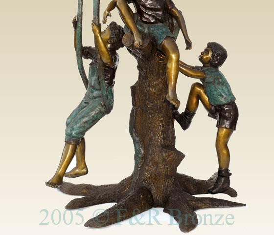 Five Boys Playing In Tree bronze sculpture-5