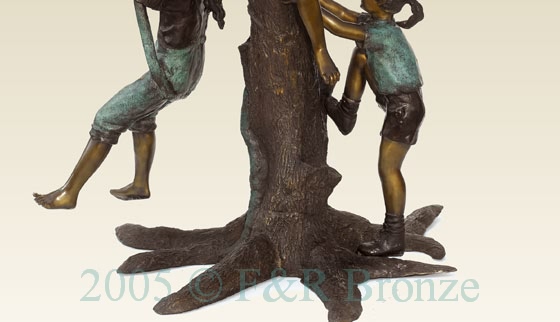 Three Boys and Two Girls on Tree bronze sculpture