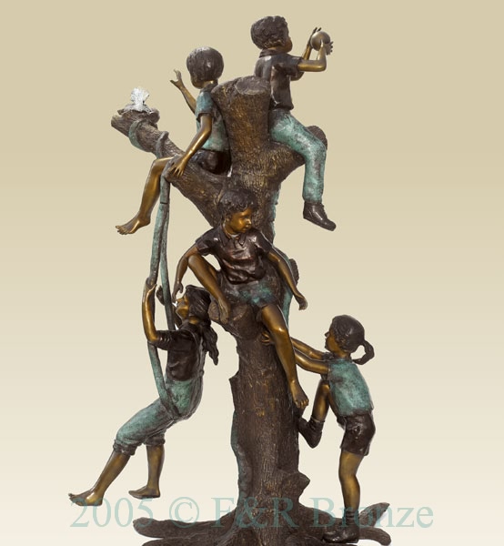 Three Boys and Two Girls on Tree bronze statue