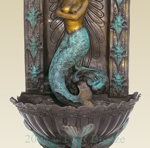 Mermaid on Wall bronze fountain-3