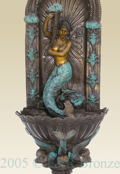 Mermaid on Wall bronze fountain-5