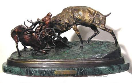 Fighing Elk Bronze by Mene