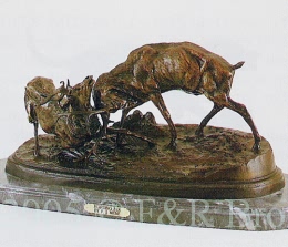 Fighting Elk bronze sculpture by Mene