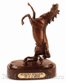 Rearing Stallion bronze statue by Pierre Jules Mene