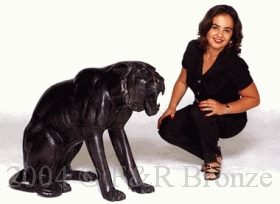 Seated Panther bronze statue by Mene