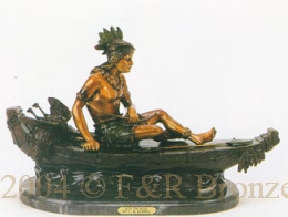 Boy on Boat bronze by Charles Russell