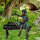reading to my brother bronze statue