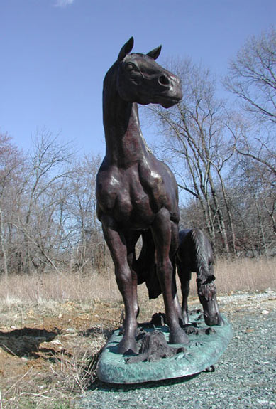 Mare with Colt bronze sculpture - 4