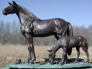 Mare with Colt bronze sculpture