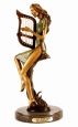 Lady with Harp bronze sculpture by Chiparus