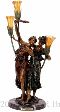 Tambourine Girls bronze lamp by Dumiage
