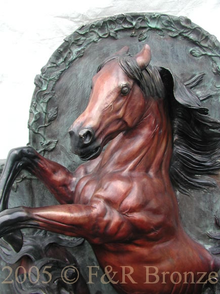 Three Horses bronze wall fountain-3