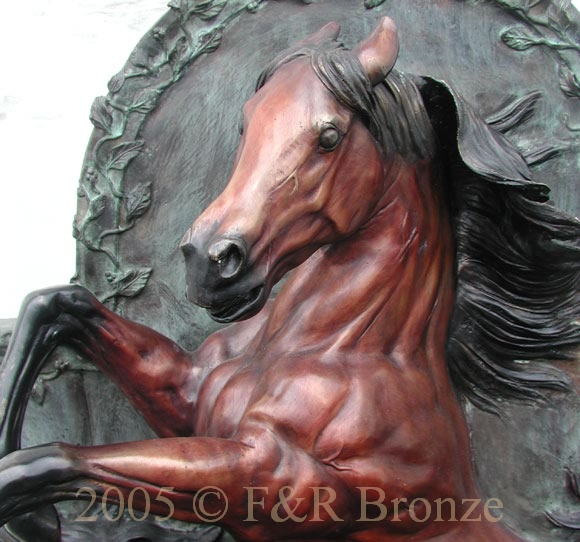 Three Horses bronze wall fountain-4