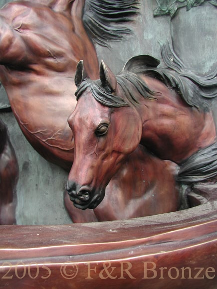Three Horses bronze wall fountain-5