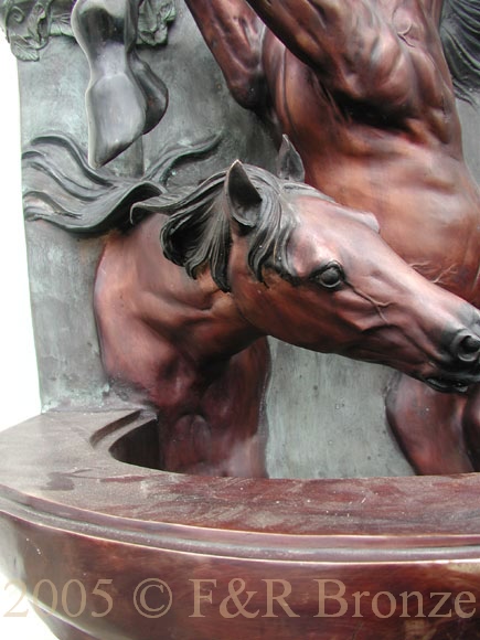 Three Horses bronze wall fountain-6
