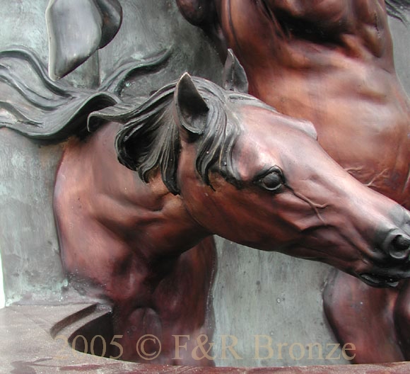 Three Horses bronze wall fountain-7