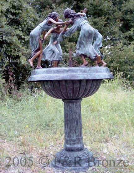 Four Dancing Ladies Urn bronze fountain-2