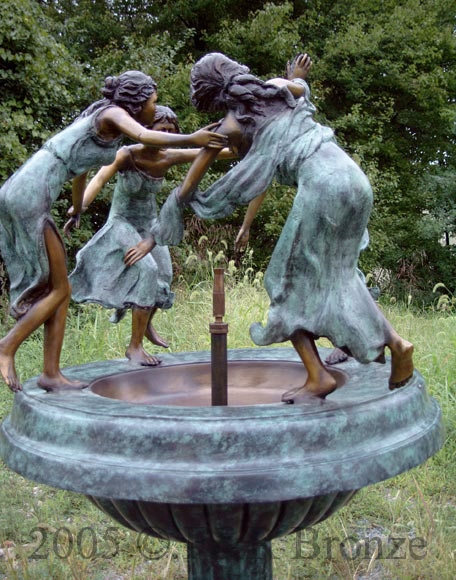 Four Dancing Ladies Urn bronze fountain-3